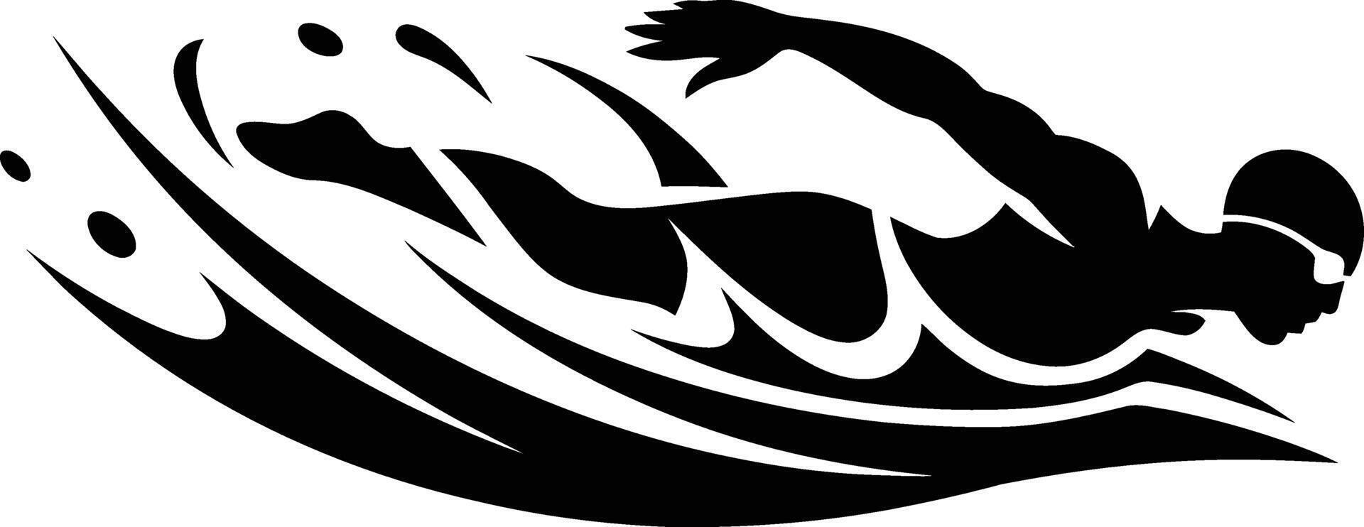 Dynamic swimmer silhouette in freestyle stroke vector