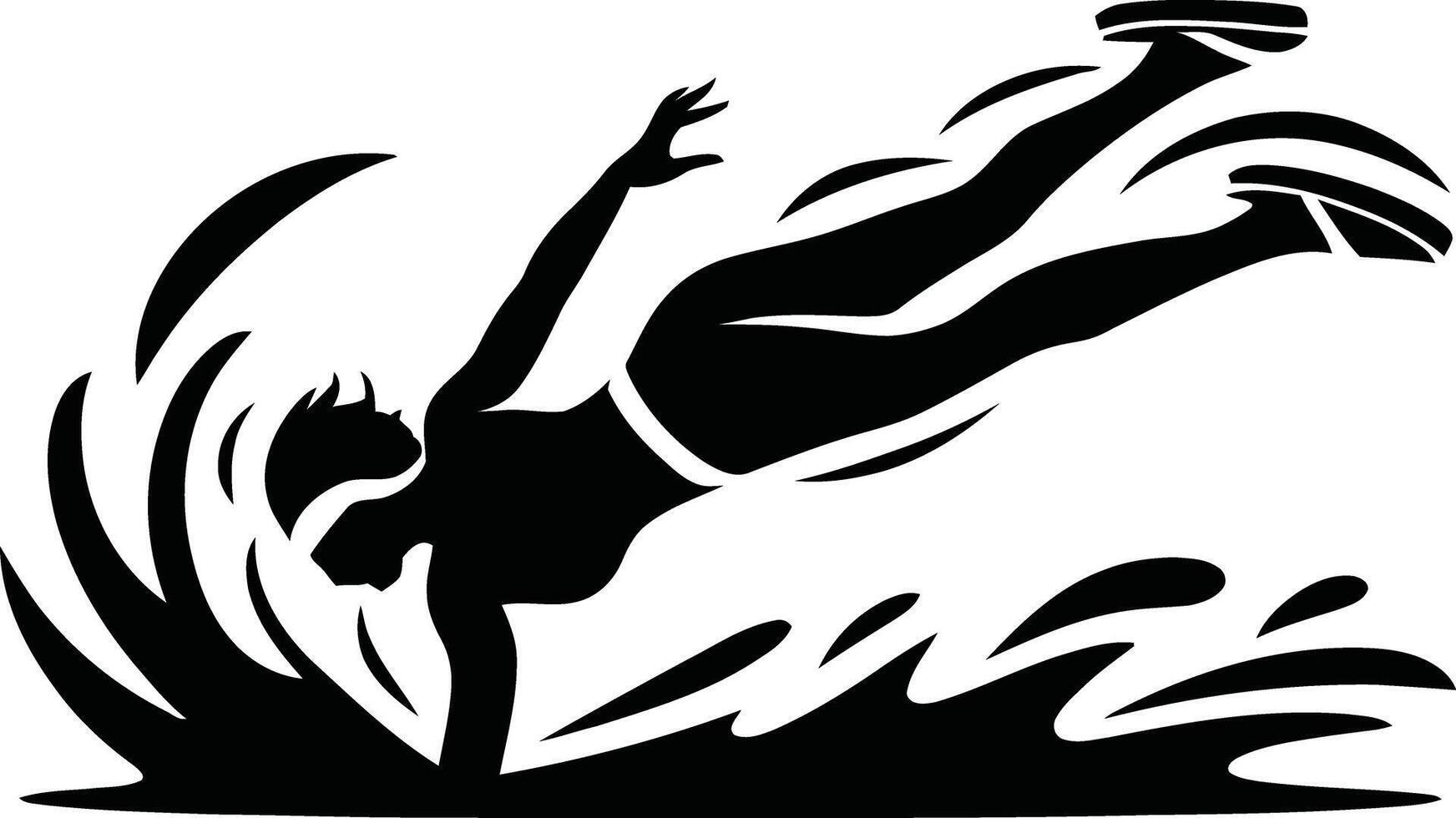 Dynamic swimmer silhouette action pose vector