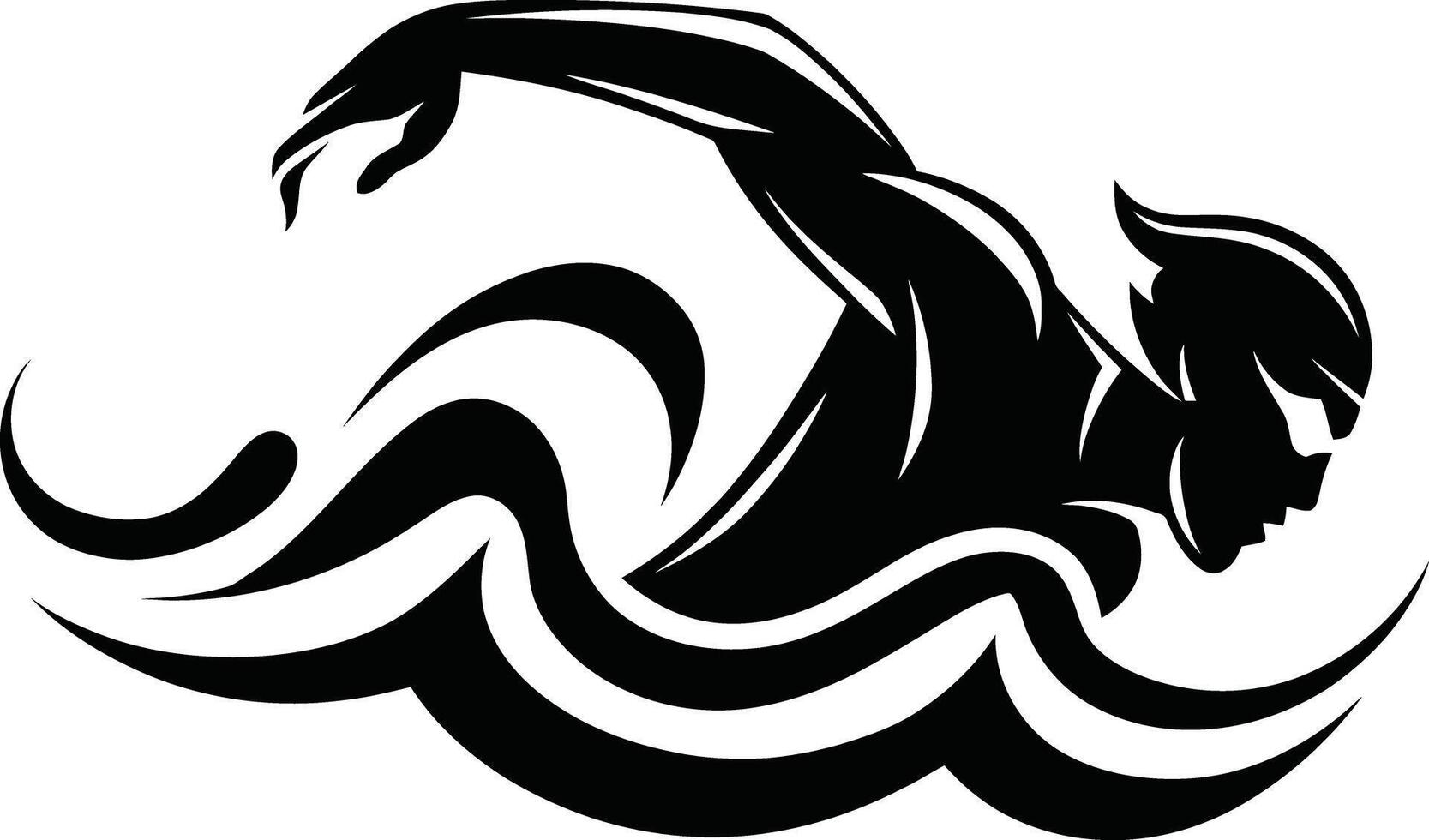 Dynamic swimmer silhouette in water vector