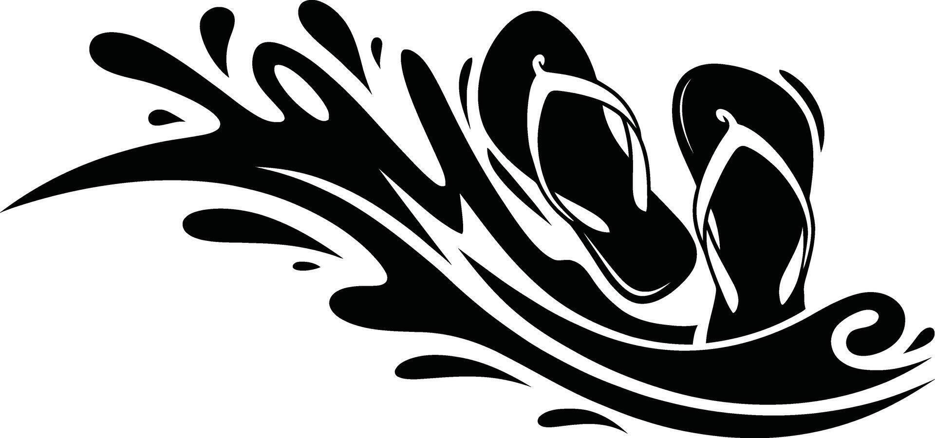 Flip flops splashing in water silhouette vector