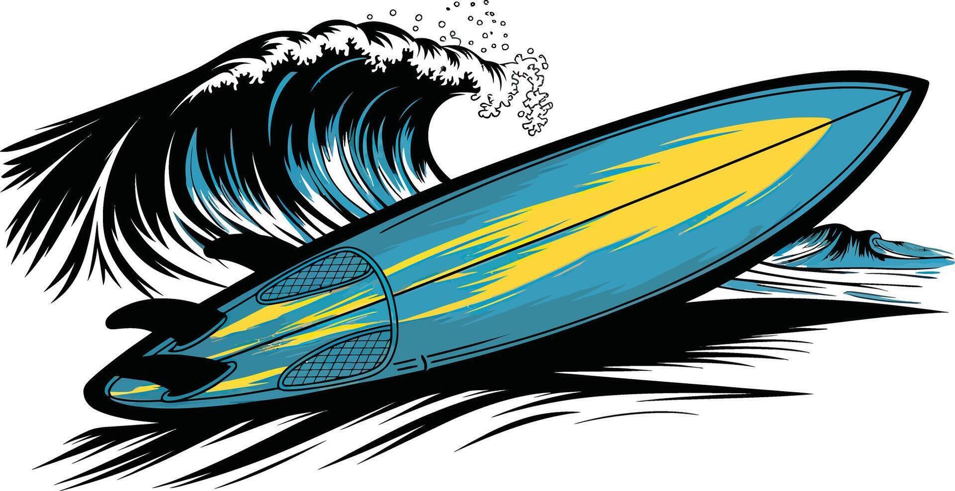 Dynamic surfboard wave silhouette vector