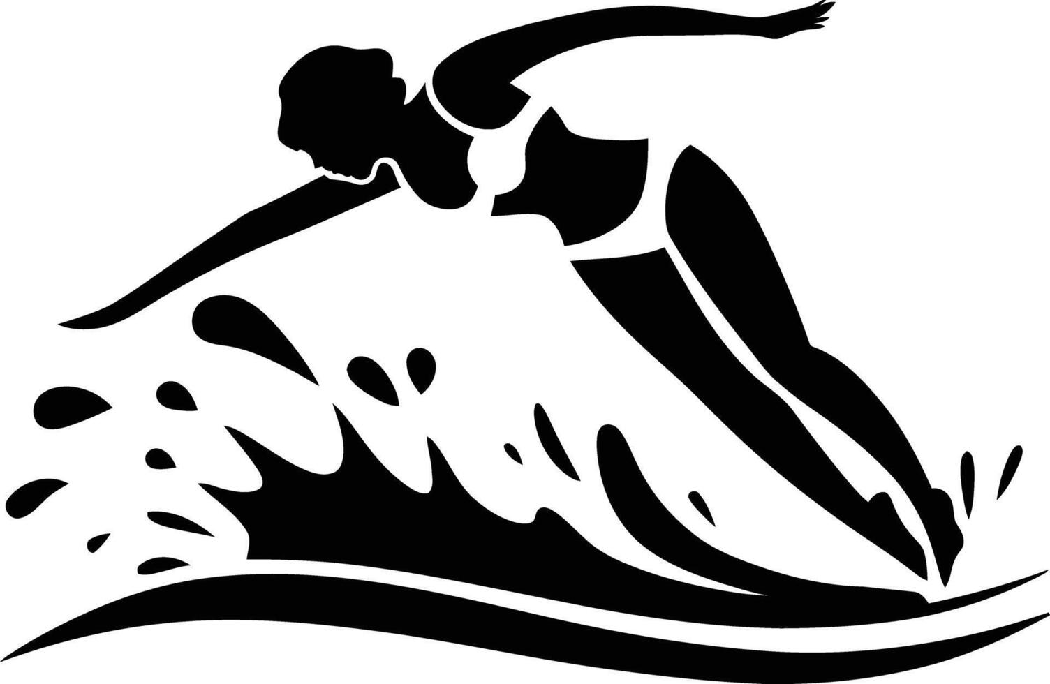 Woman waterskiing silhouette action pose vector