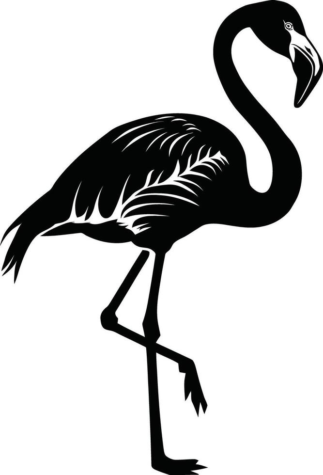 Elegant flamingo bird silhouette illustration vector