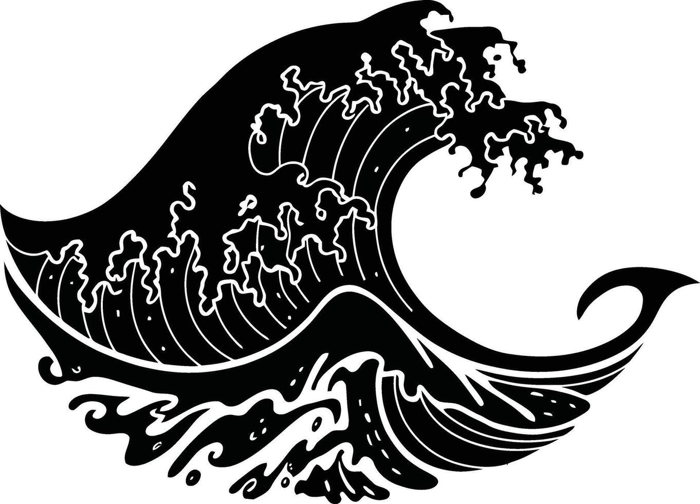 Ocean wave silhouette graphic design vector