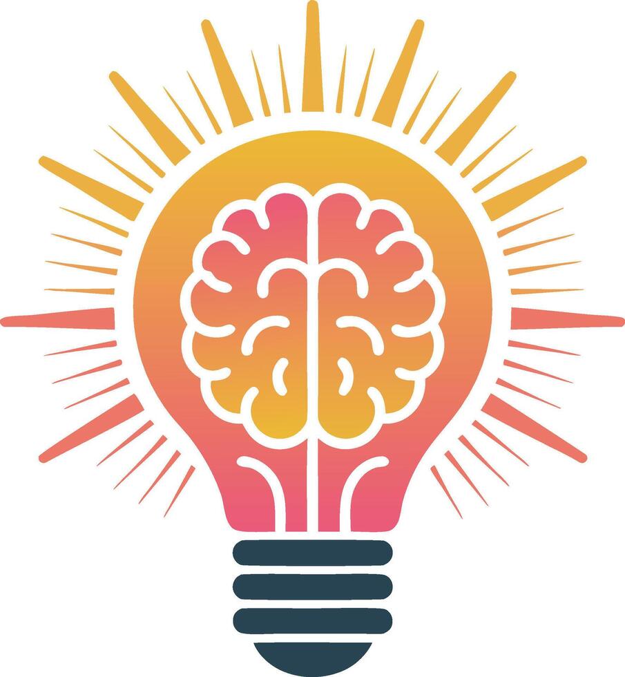 A light bulb with a brain inside vector