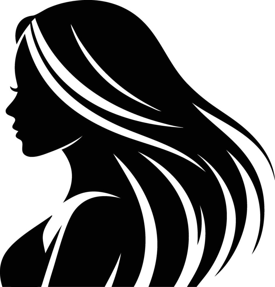 Silhouette of a woman with long hair vector