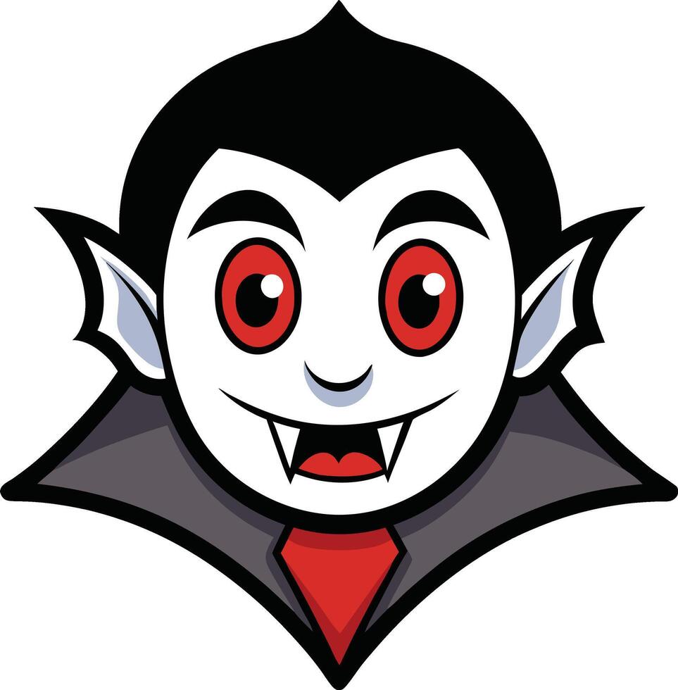 A cartoon vampire with red eyes and a black tie vector