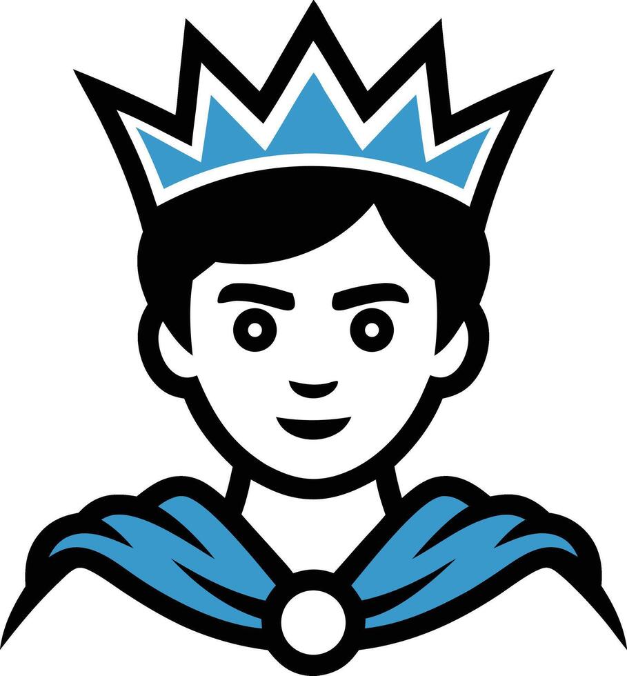 A cartoon king with a blue crown on his head vector