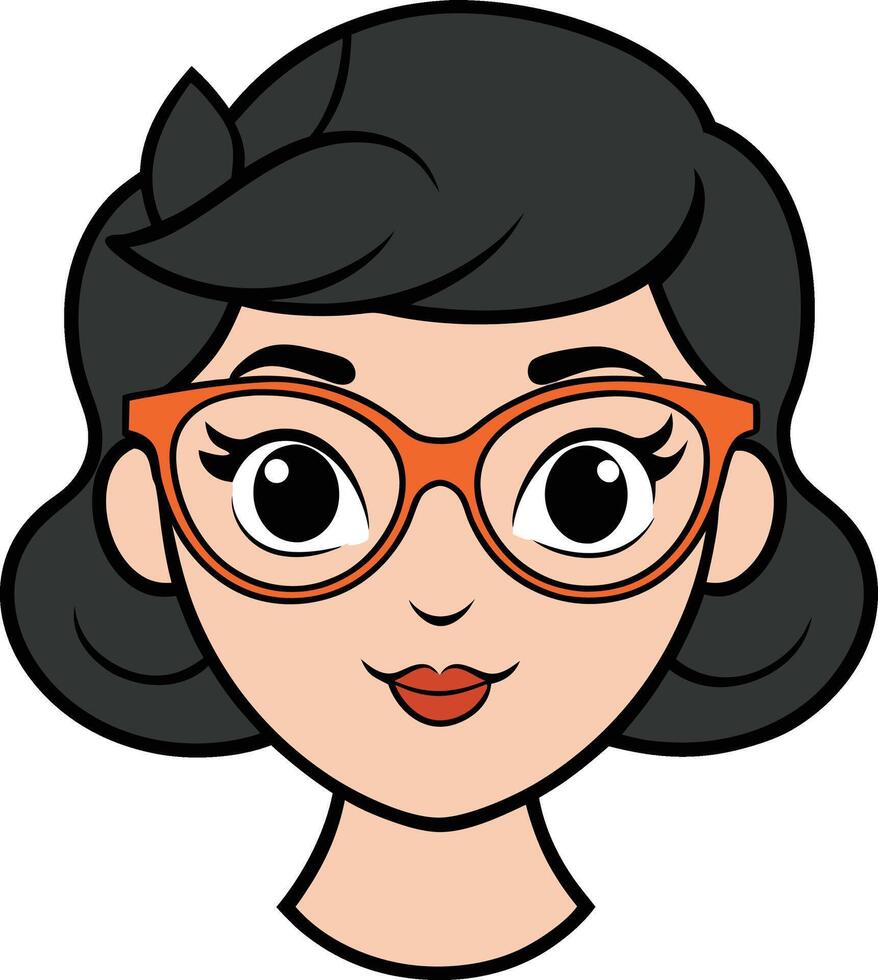 A cartoon woman with glasses on her face vector