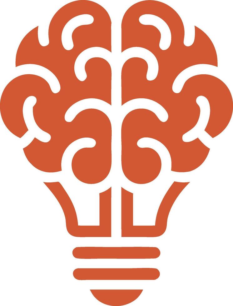 An orange light bulb with a brain inside vector