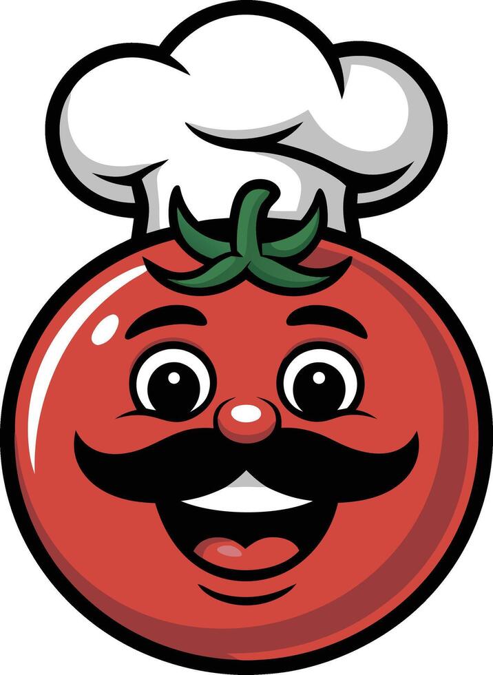 A cartoon tomato with a chef hat and mustache vector