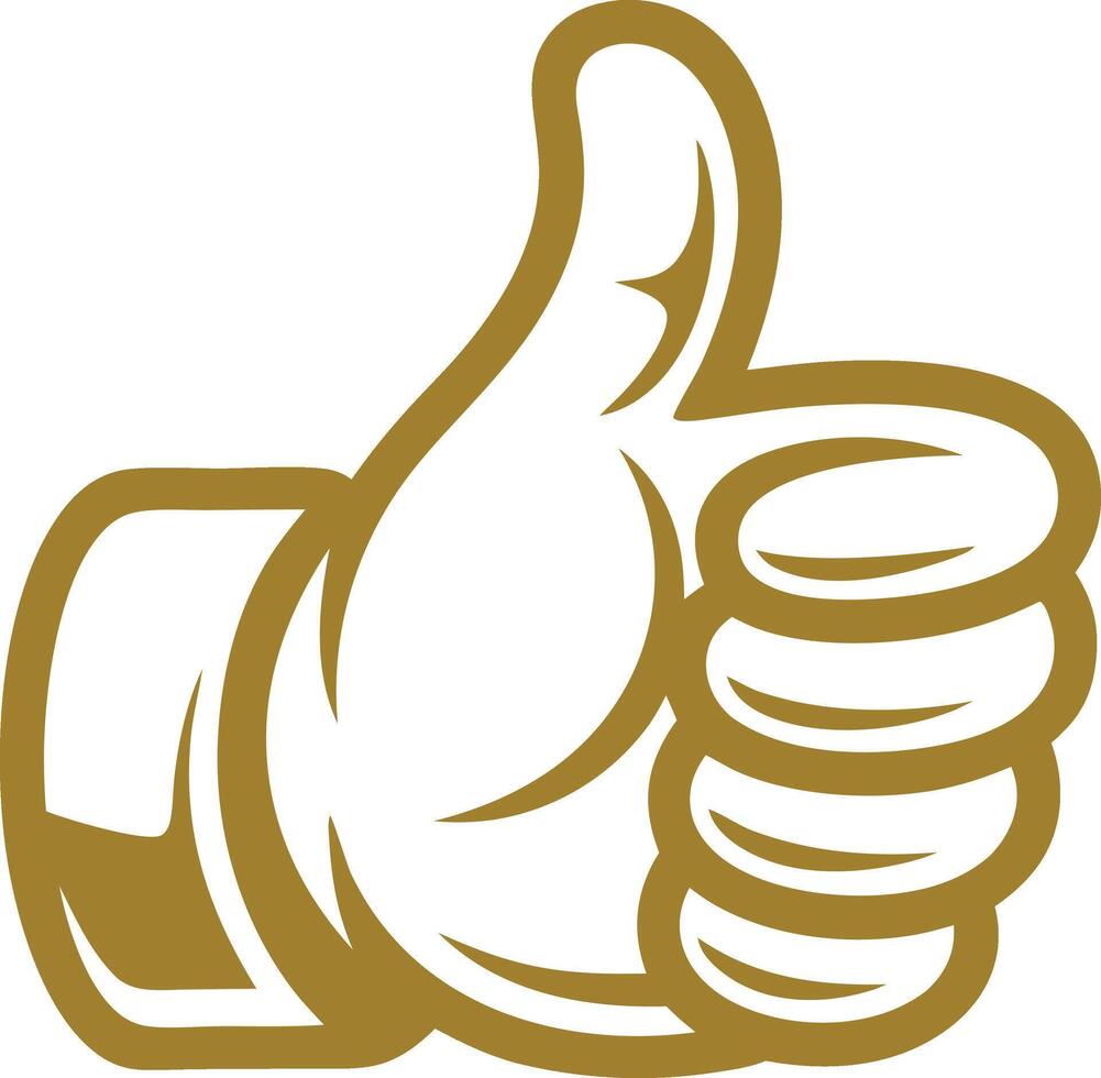 A golden thumb up icon on a white background vector