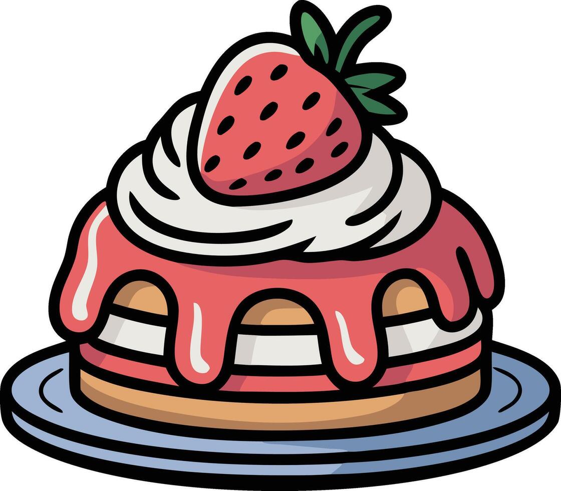 A strawberry cake with cream and strawberries on top vector