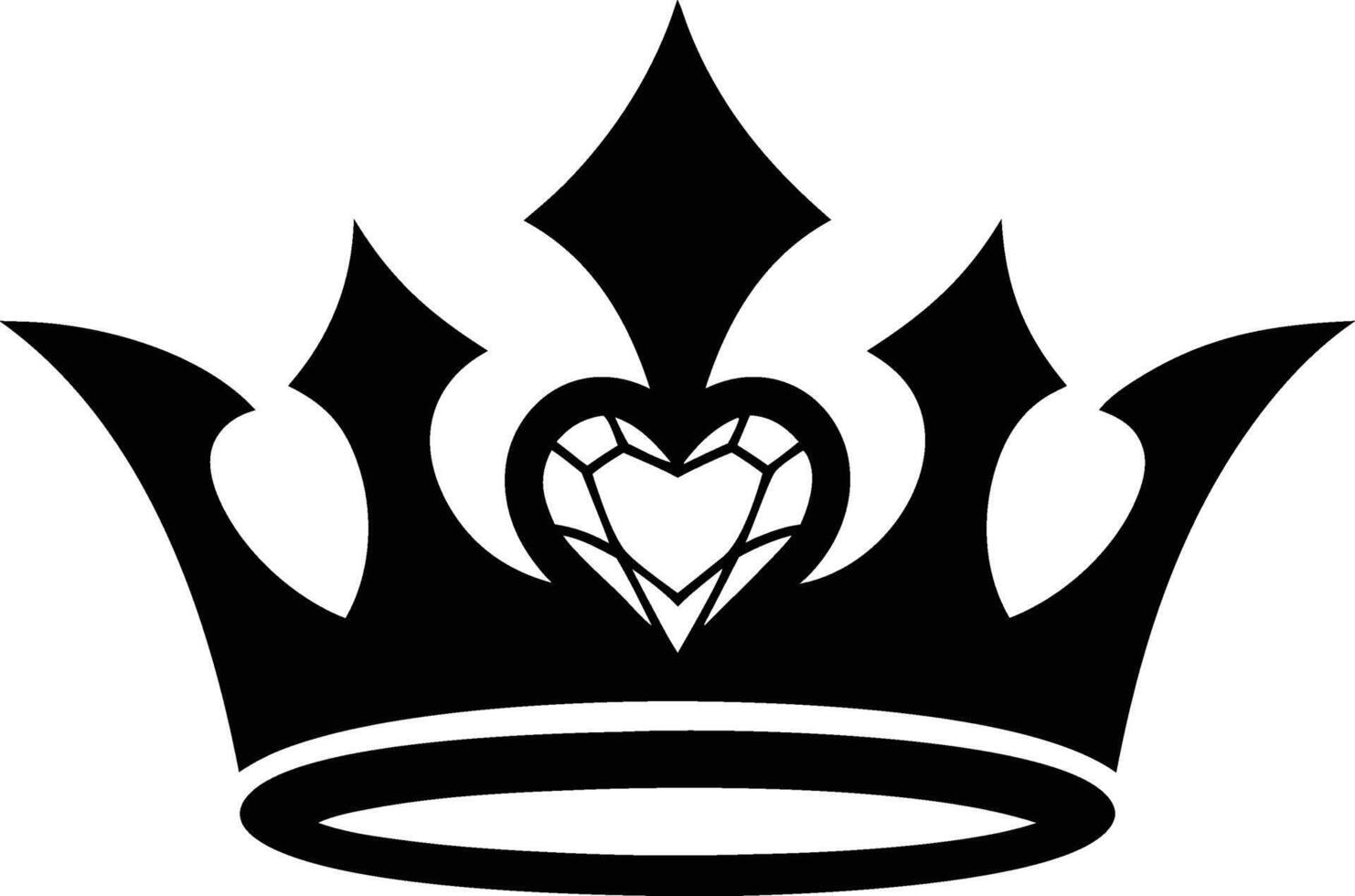 A black and white crown with a diamond in the center vector