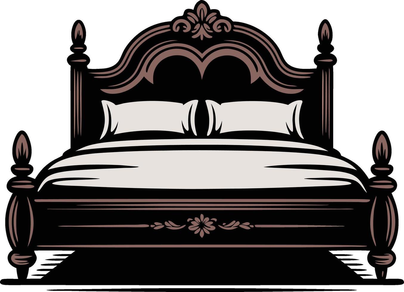 Bed with two pillows and a headboard vector