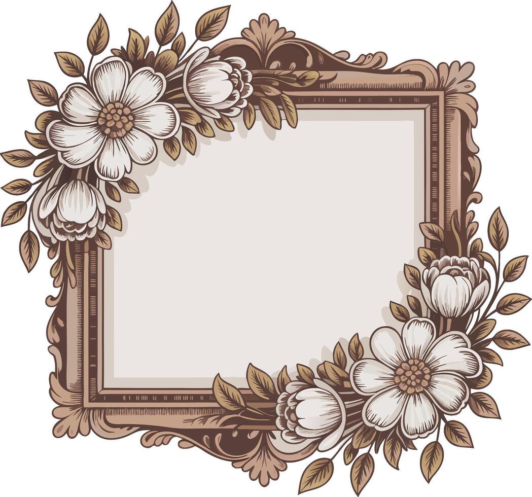 Vintage frame with flowers vector