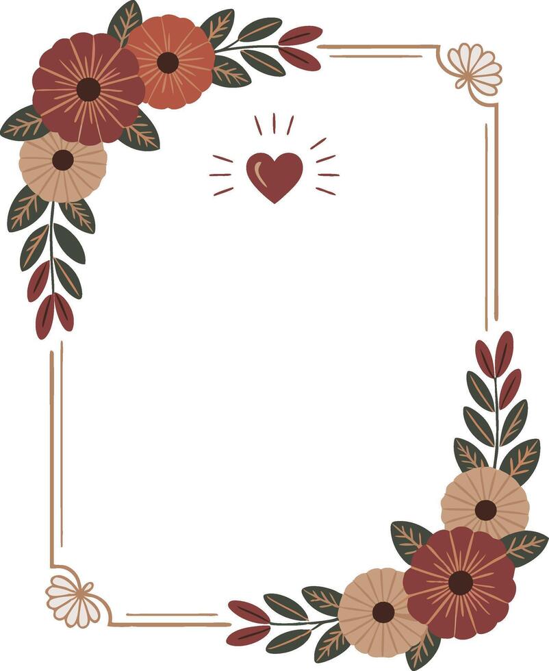 Floral frame with heart vector