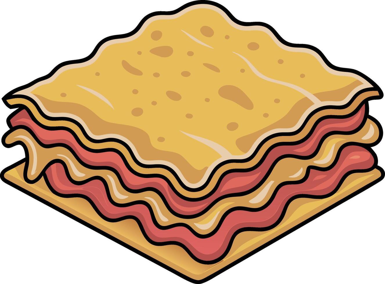 A stack of lasagna on a white background vector