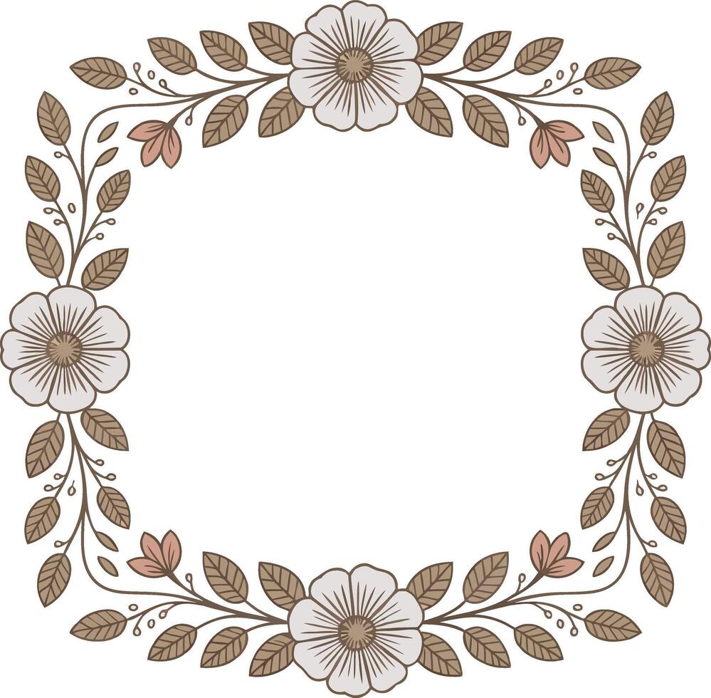 A floral frame with leaves and flowers vector