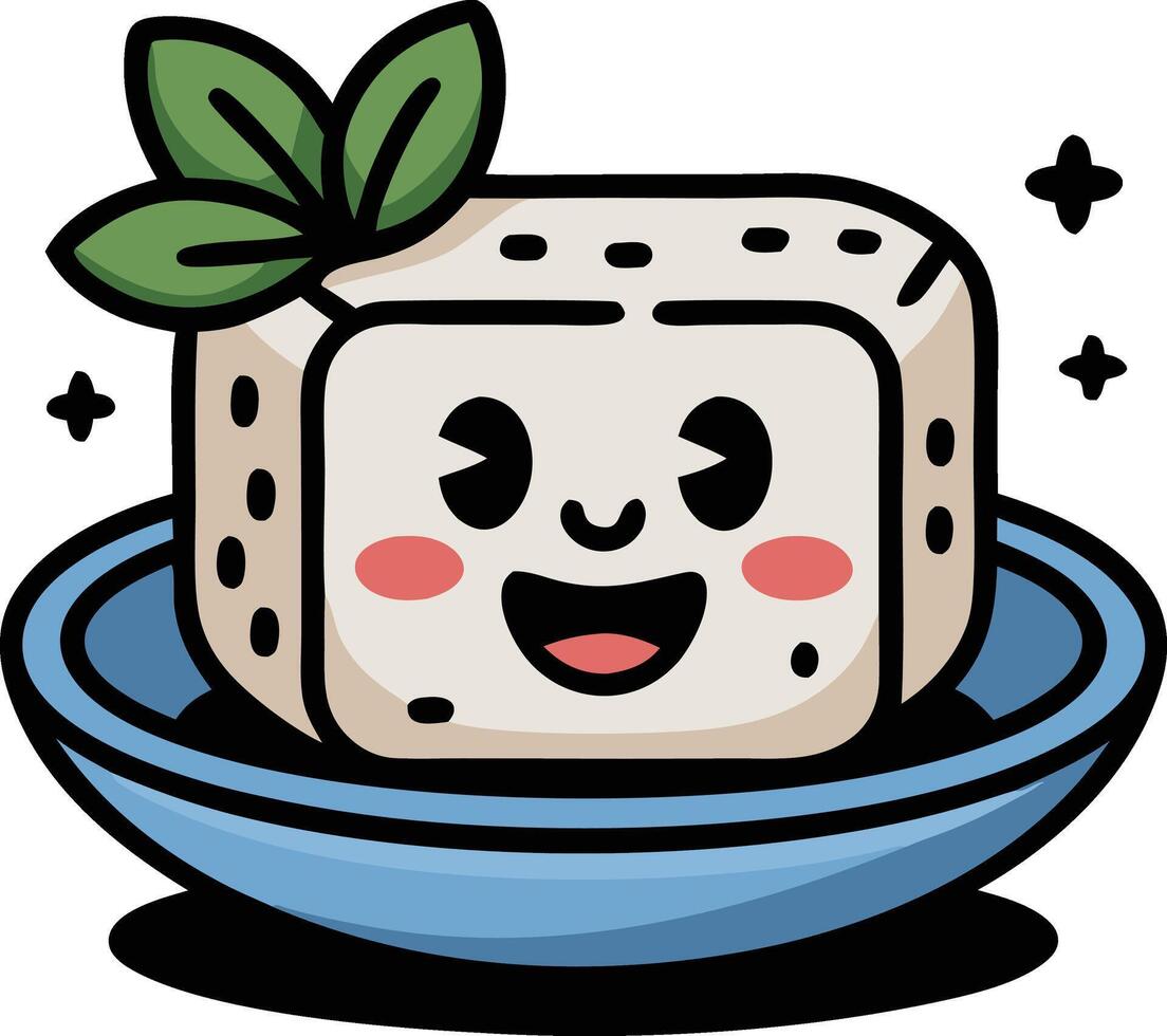 A cartoon character of a piece of tofu with a smile vector