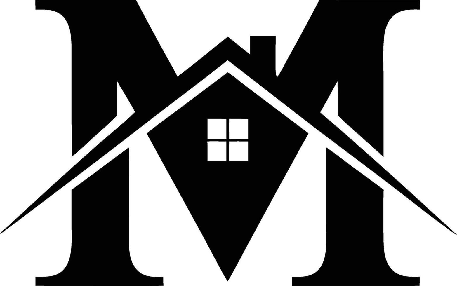 The m logo with a house on top vector
