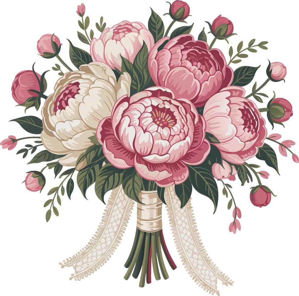 A bouquet of pink and red flowers vector