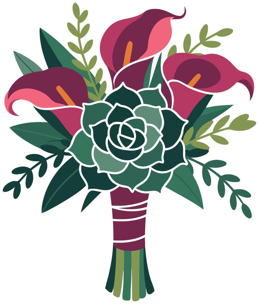 A bouquet of flowers with leaves and flowers vector