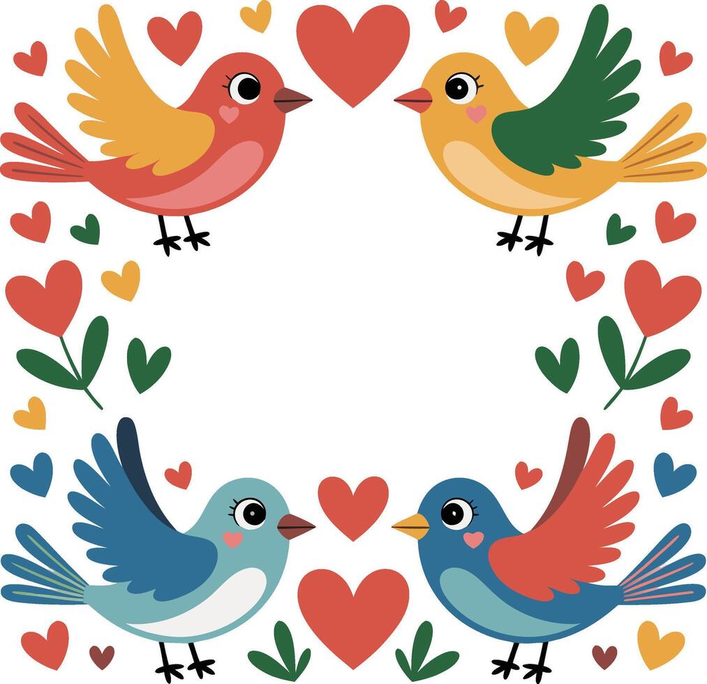 Birds in love frame vector