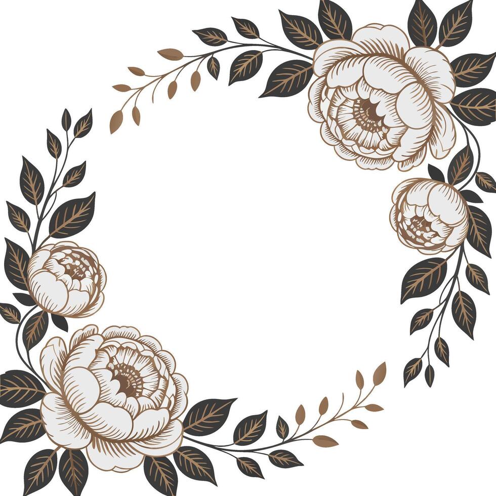 A floral wreath with leaves and flowers vector