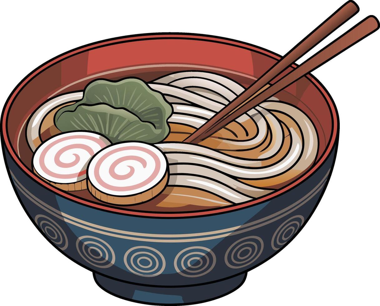 A bowl of ramen with chopsticks vector
