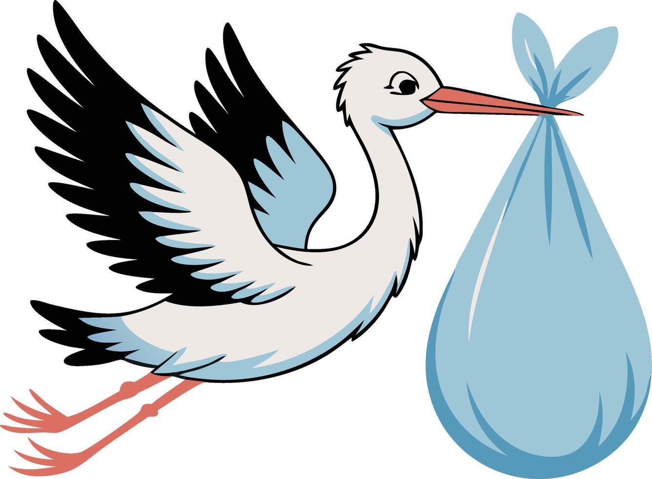 A stork carrying a baby bag vector