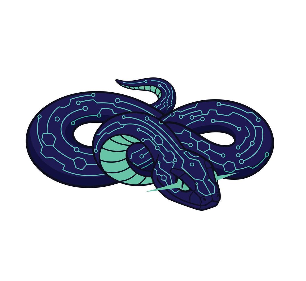 A snake with glowing blue eyes and a black body vector