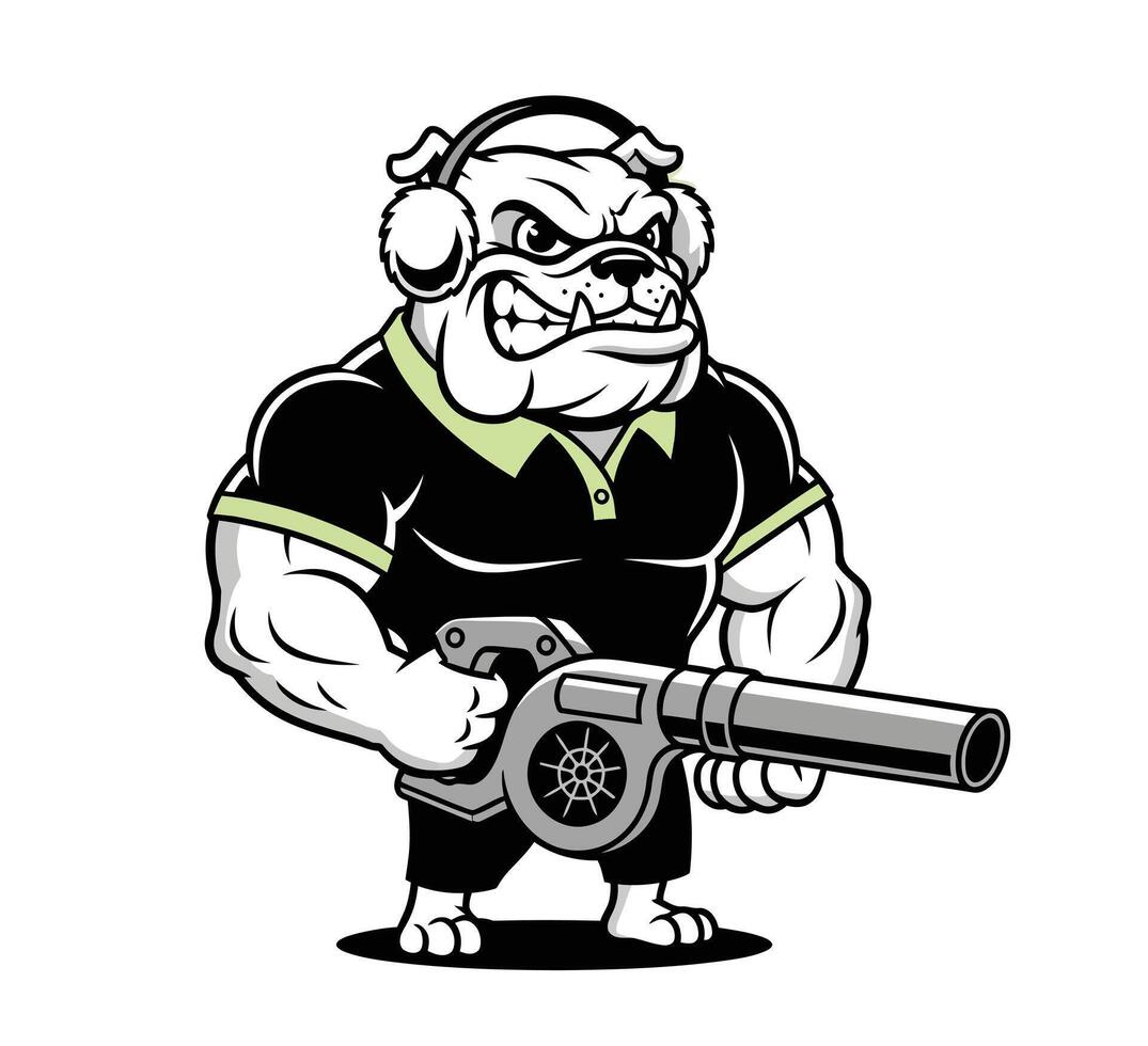 Bulldog mascot with gun on isolated background vector