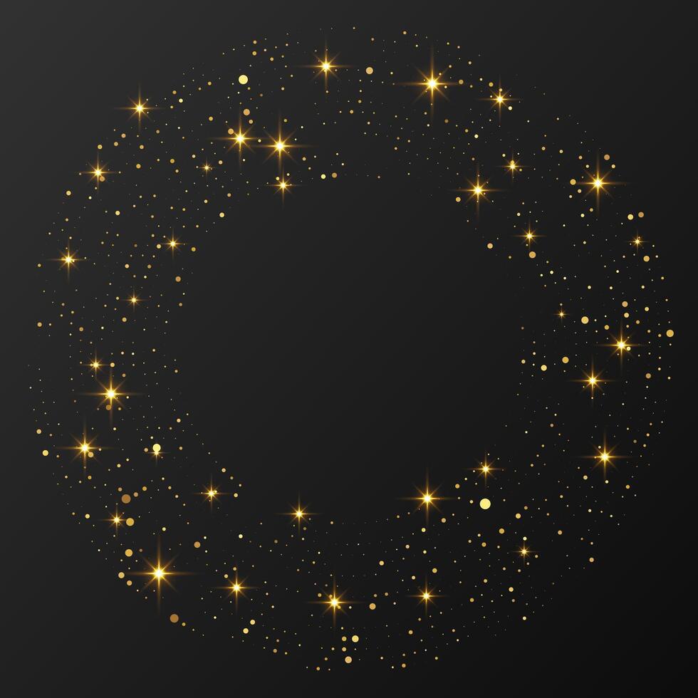 Abstract gold glowing halftone dotted background. Gold glitter pattern in circle form. Circle dots. illustration vector