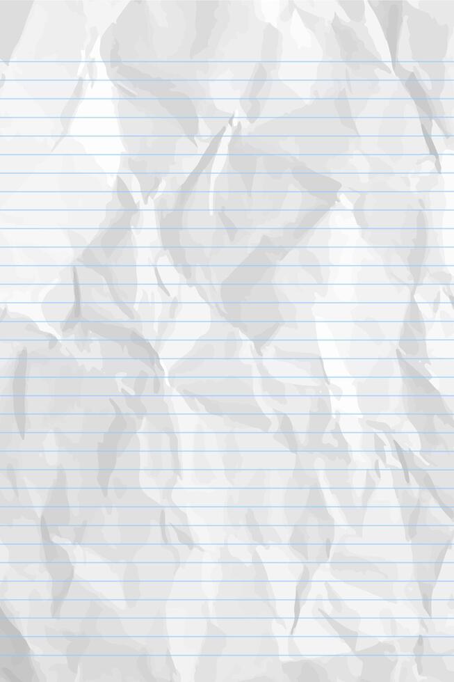 White clean crumpled notebook paper with lines. crumpled checkered empty paper template for posters and banners. illustration vector
