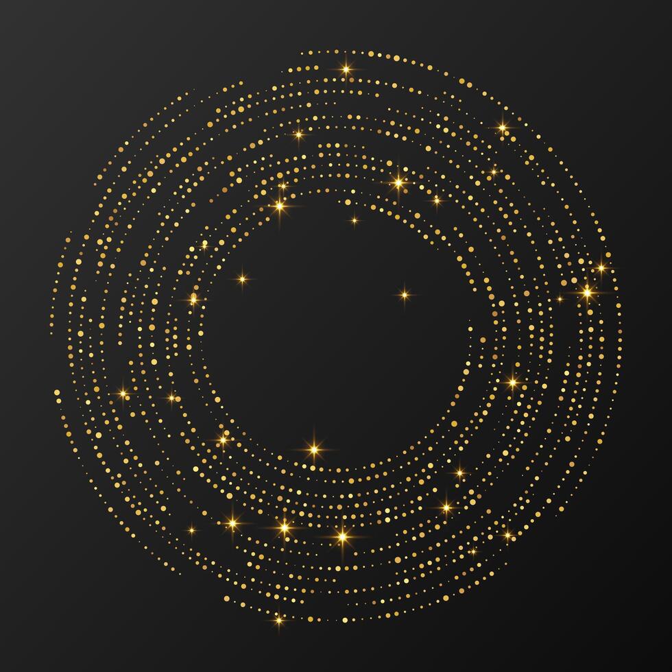 gold glowing halftone background. Gold glitter pattern in circle form. Circle halftone dots. illustration vector