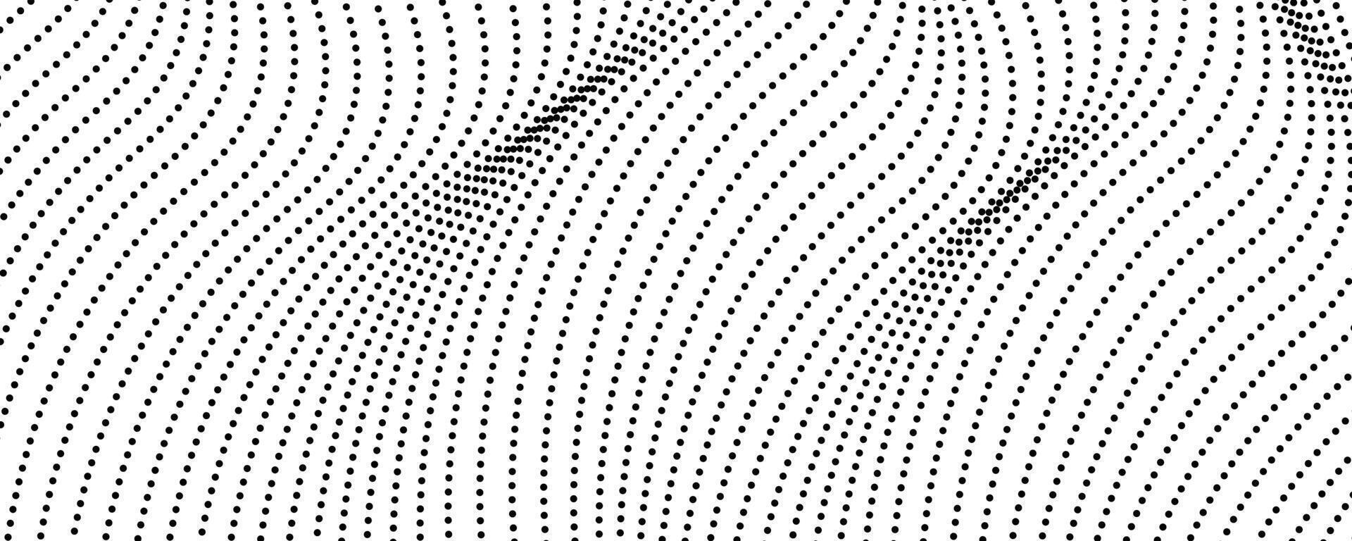 Halftone monochrome background with flowing dots. wave black and white texture. illustration vector