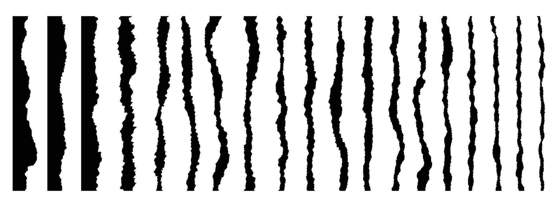 Torn paper edge. Set of realistic torn edges of paper of different shapes and sizes. Ripped strips of white colors at transparent background illustration. vector
