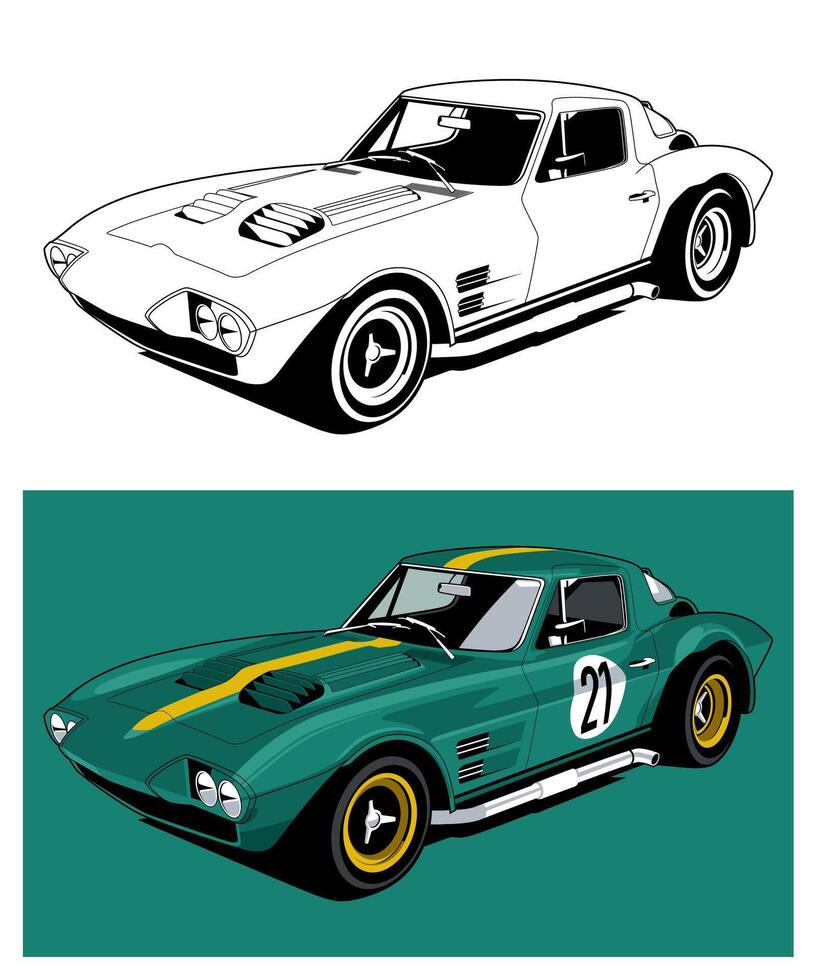 1970 Green Muscle Car legend vector