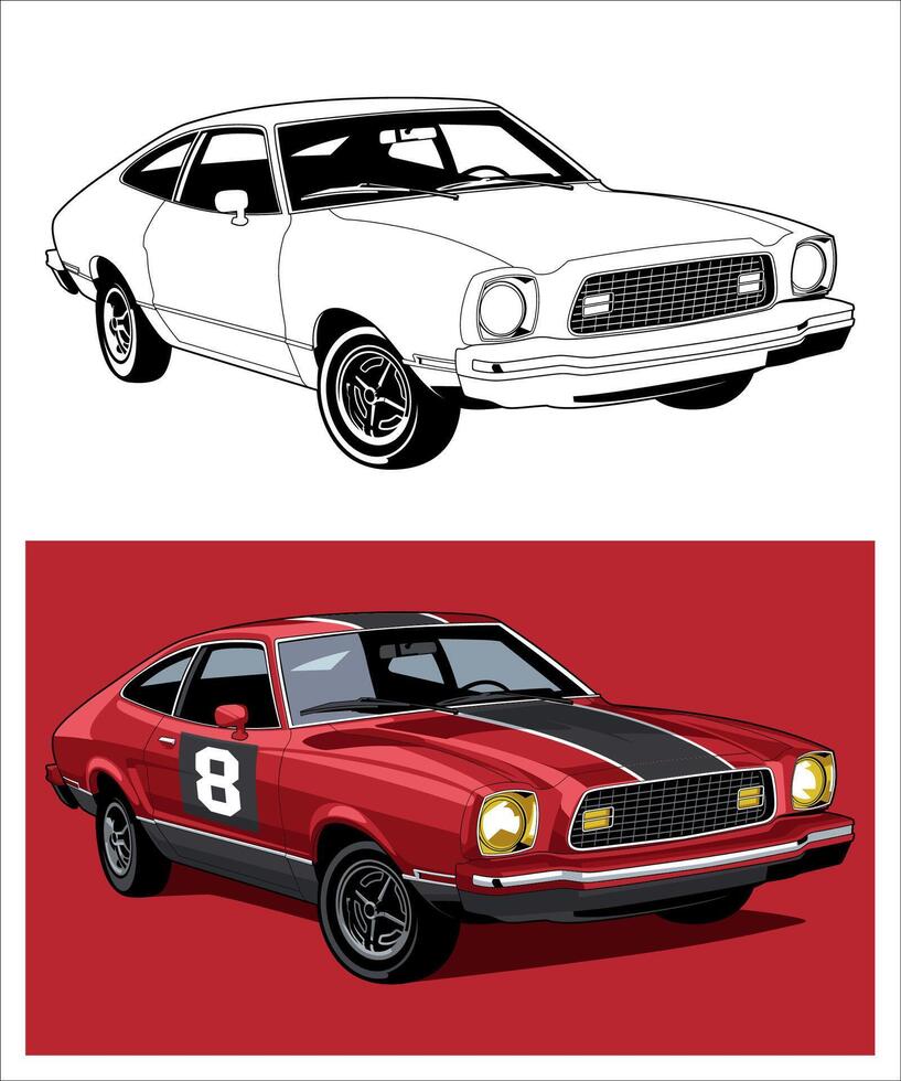1978 Red Strip Muscle Car Legend vector