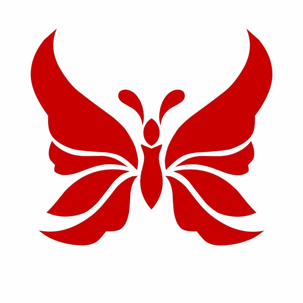 Red Butterfly Silhouette Logo Design with Elegant Wing Patterns vector