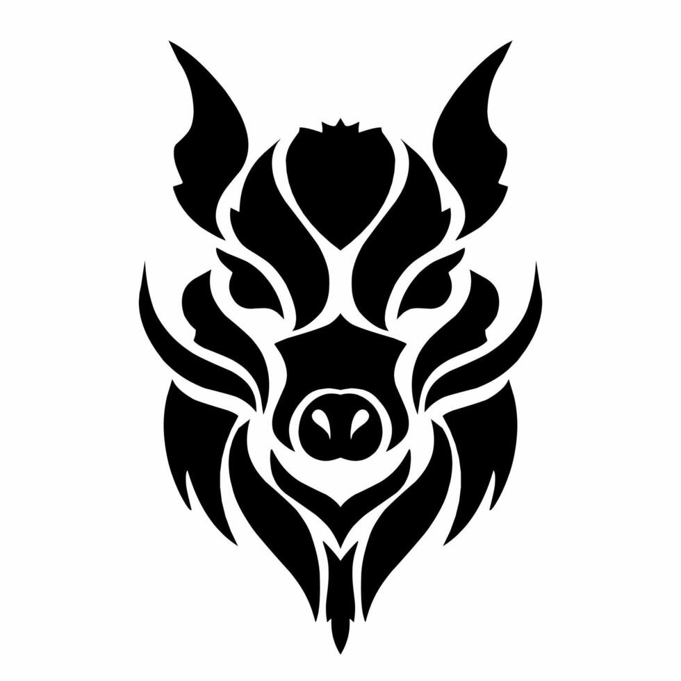 Tribal art face heads boar tattoo vector