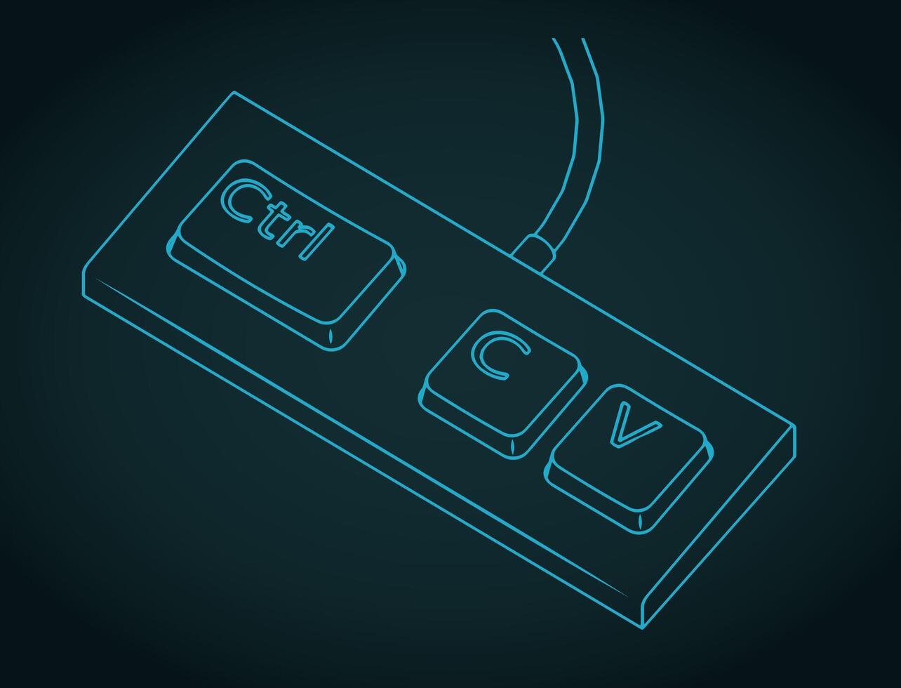 Keyboard with three keys Ctrl C and V ironic illustration vector