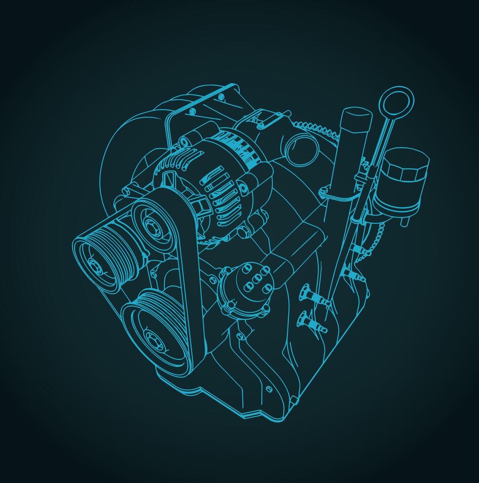 Isometric drawing of a Wankel rotary engine vector