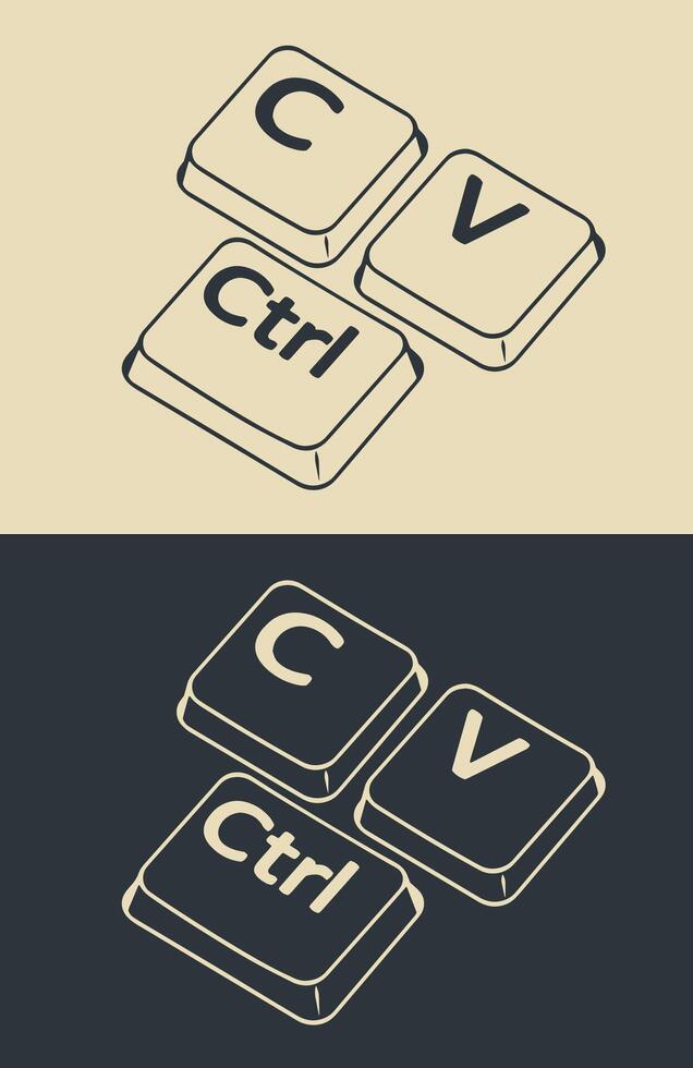 Ctrl c and ctrl v keys ironic illustrations vector