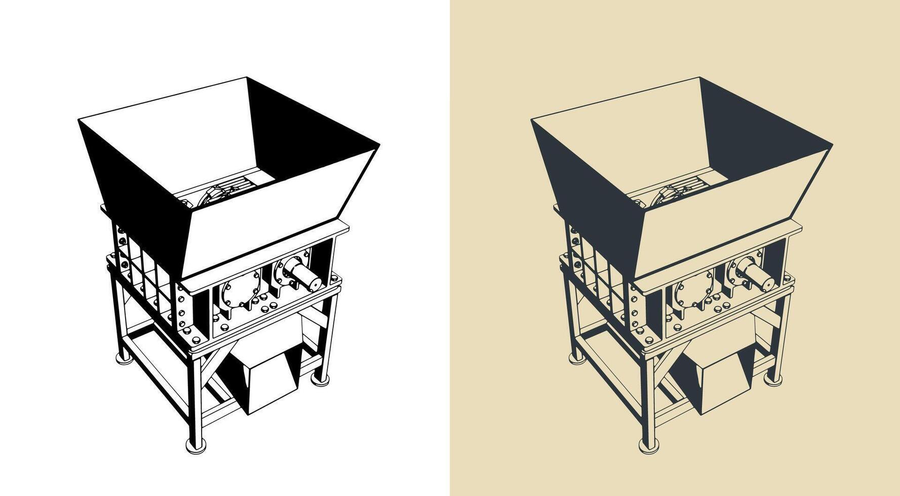 Industrial plastic shredder illustrations vector