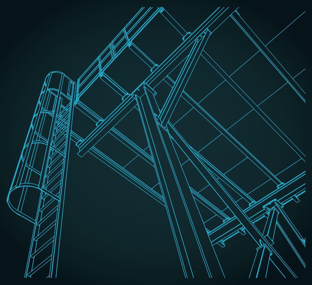 Industrial metal structure with ladder close up illustration vector