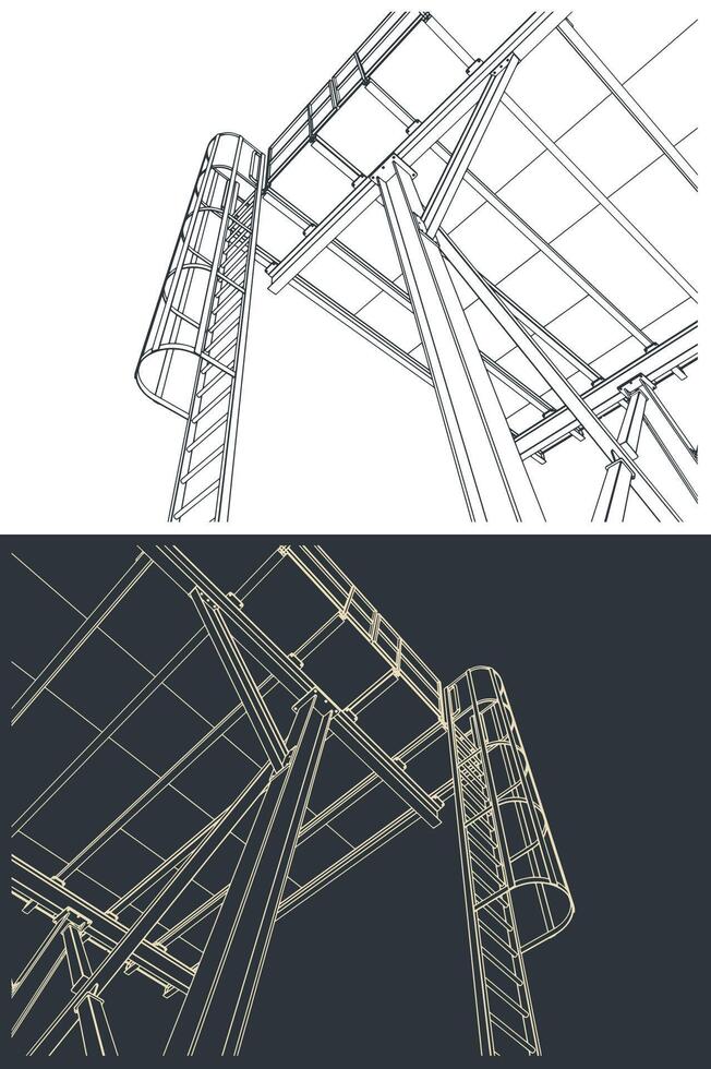Industrial metal structure with ladder close up vector