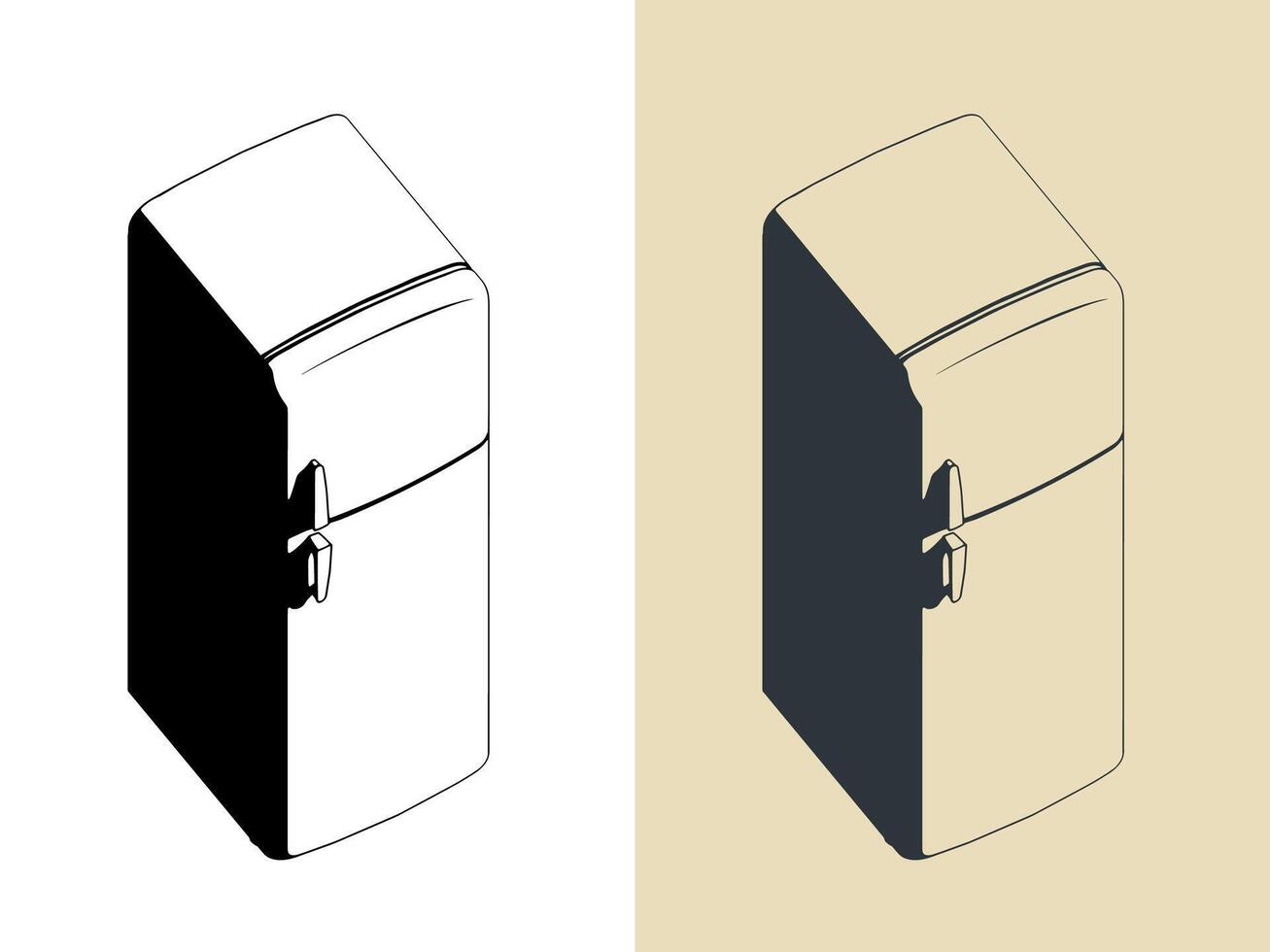 Retro refrigerator isometric illustrations vector