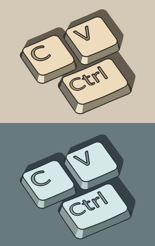 Copy paste keys ironic illustrations vector